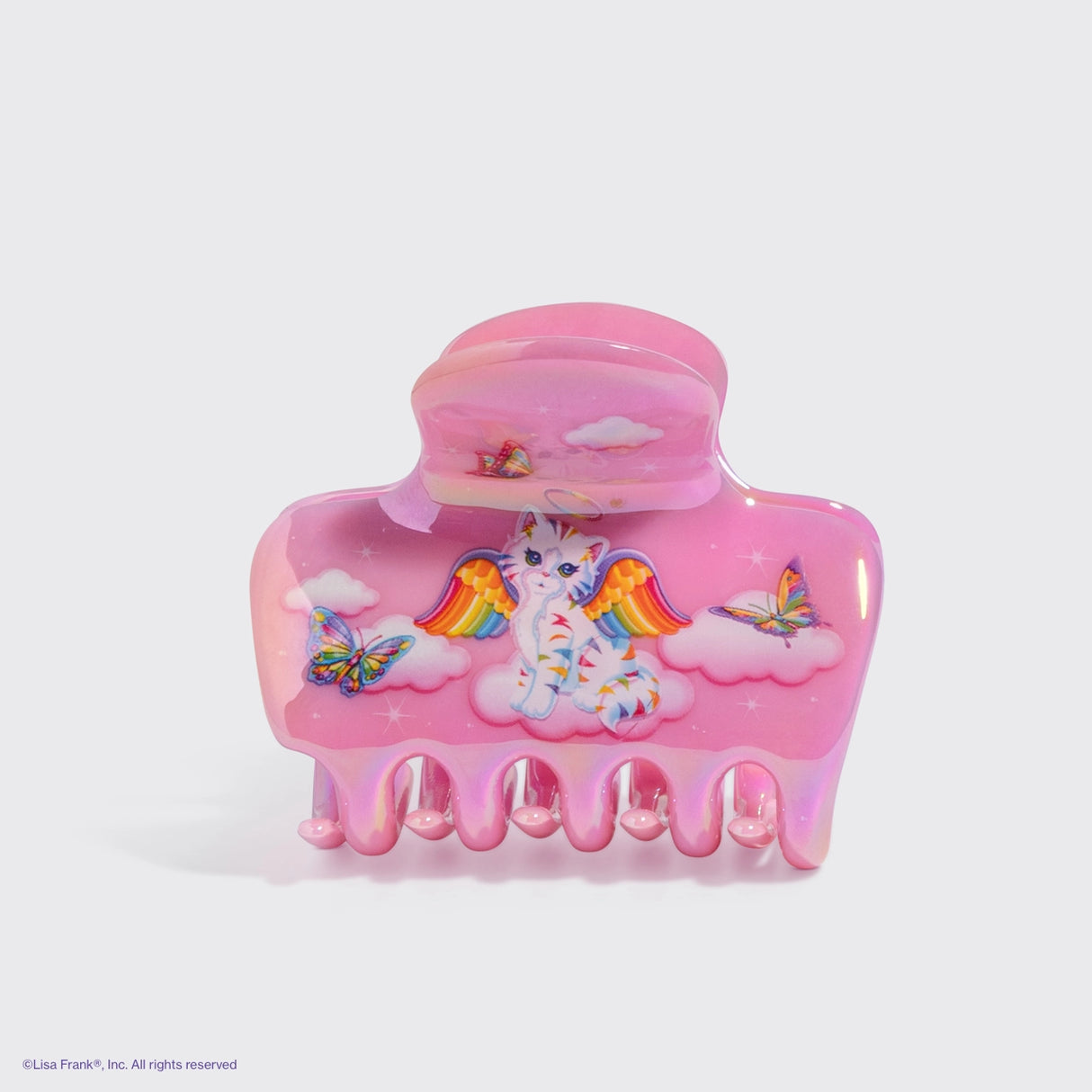 Add a splash of color to your style inspired by Lisa Frank® shinny cat Angel Kitty™

Great for half-up styles, buns, and everyday updos. Lightweight, durable, and easy to wear!