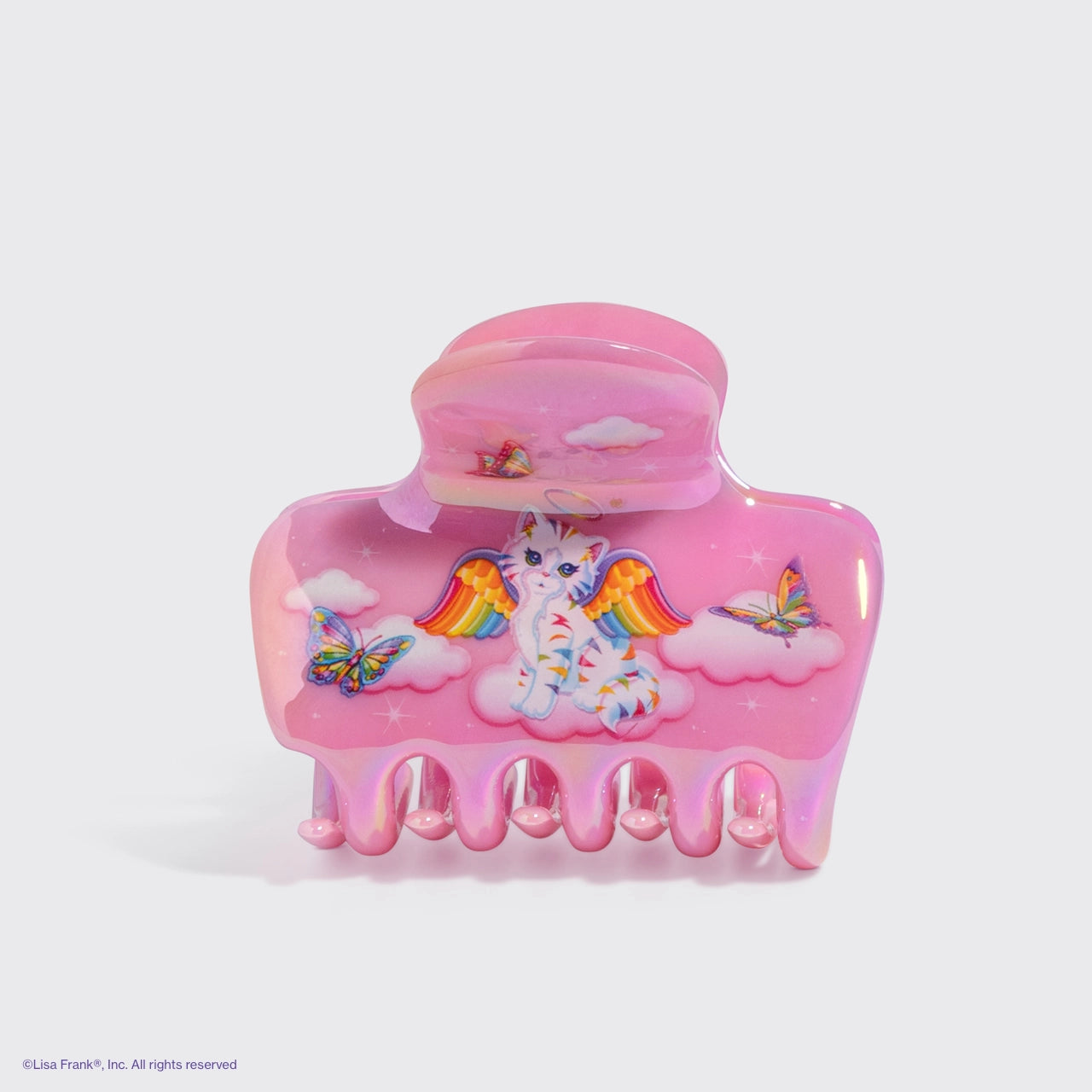 Add a splash of color to your style inspired by Lisa Frank® shinny cat Angel Kitty™

Great for half-up styles, buns, and everyday updos. Lightweight, durable, and easy to wear!