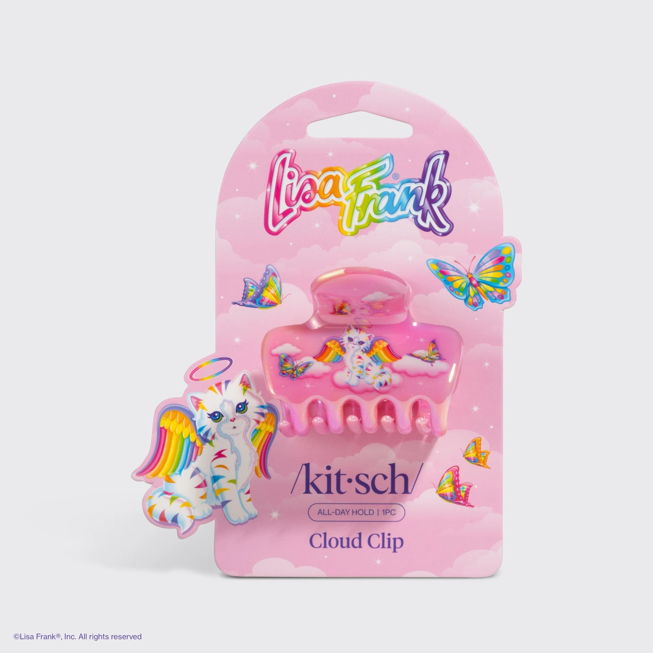 Add a splash of color to your style inspired by Lisa Frank® shinny cat Angel Kitty™

Great for half-up styles, buns, and everyday updos. Lightweight, durable, and easy to wear!