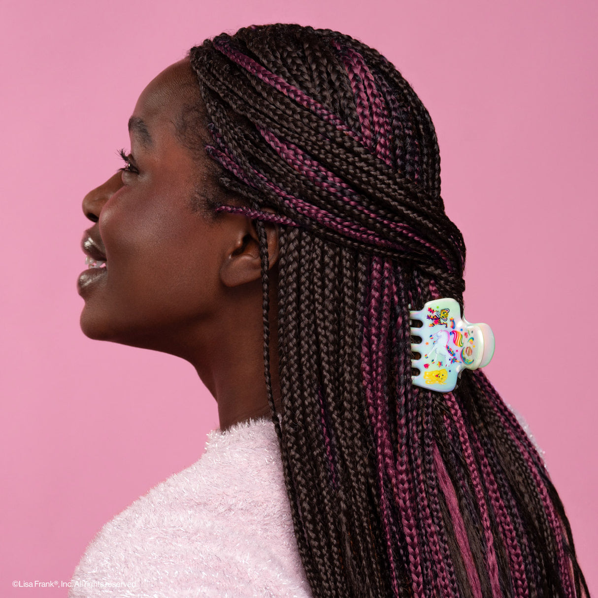 Add a radiant energy to your style inspired by Lisa Frank® colorful unicorn Markie™

Great for half-up styles, buns, and everyday updos. Lightweight, durable, and easy to wear!