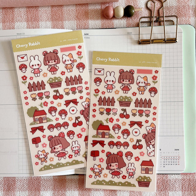 Cherry Rabbit Little Friends Sticker Sheet