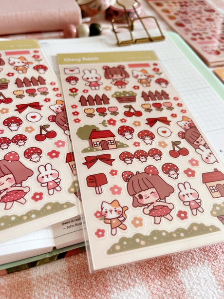 Cherry Rabbit Little Friends Sticker Sheet