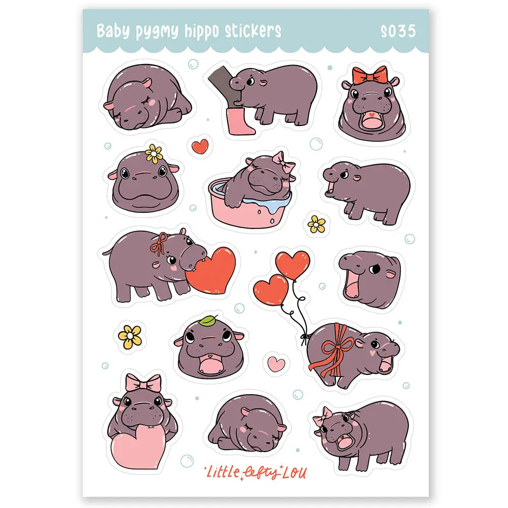 Little Lefty Lou Baby Pygmy Hippo Sheet