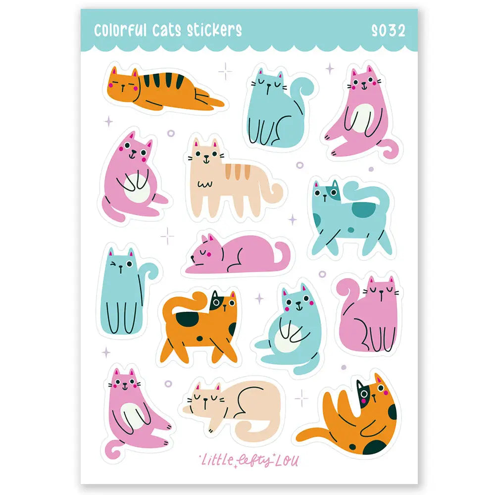 Little Lefty Lou Colorful Cats Sheet