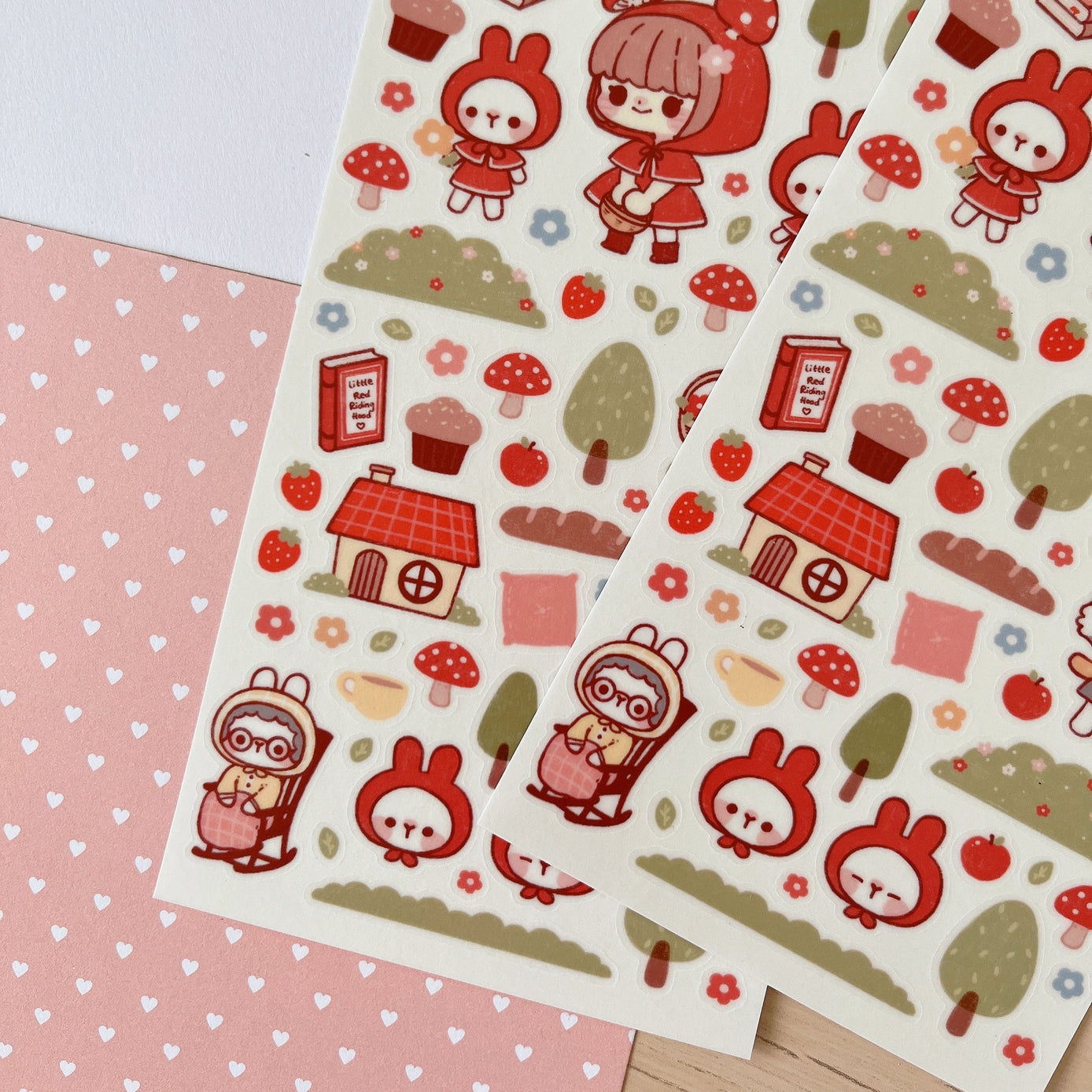 Cherry Rabbit Little Red Riding Hood Sticker Sheet 086 – Little Craft Place