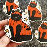 Little Spooky Studio - Beanie Pumpkin Cat Vinyl Sticker

A black cat wearing a pumpkin costume :)