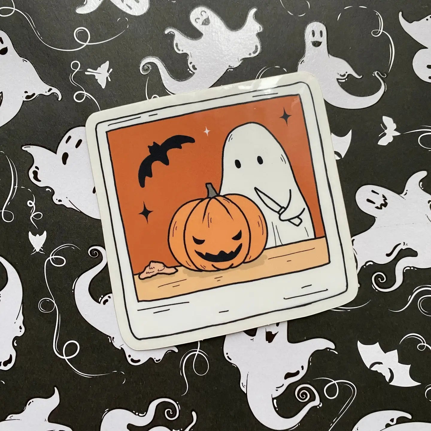 Little Spooky Studio - Carving Ghostie Polaroid Clear Sticker