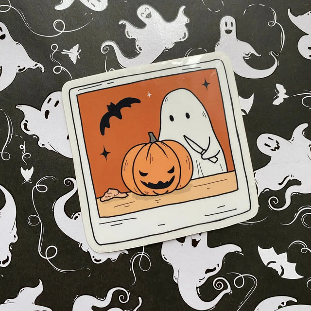 Little Spooky Studio - Carving Ghostie Polaroid Clear Sticker