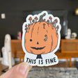 Little Spooky Studio - This Is Fine Pumpkin Vinyl Sticker

3 inch matte sticker of a rotting mushroomy pumpkin with the text "This is fine." underneath.