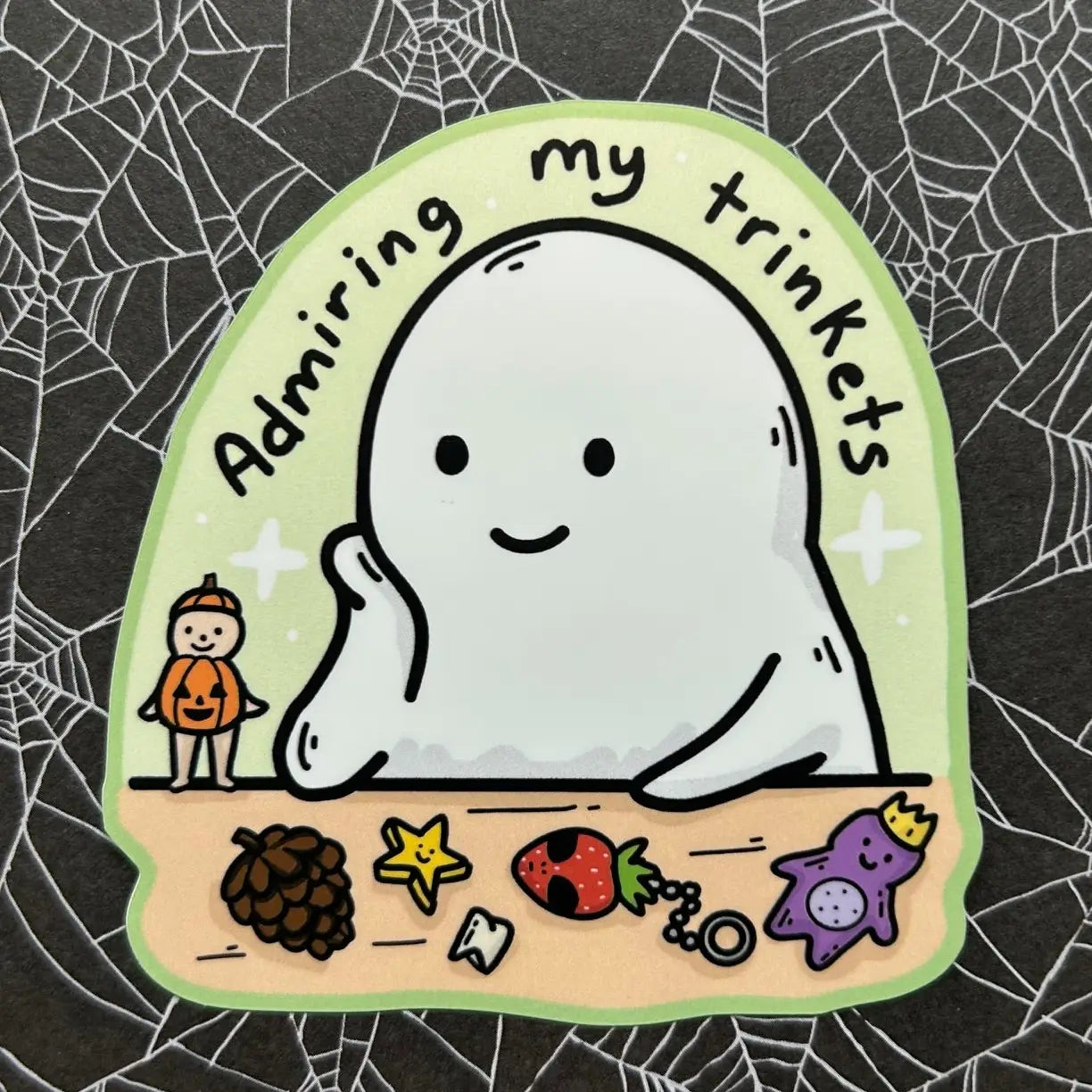 Little Spooky Studio Vinyl Sticker - Trinket Admirer

3 inch matte sticker of a little ghost admiring their trinkets!

3in wide
Waterproof
Matte Finish