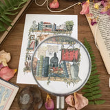 Postcard featuring my original watercolor and ink illustration of the vintage oddities and books tucked away in the shelves of an archaeologist, including a tiny lawn gnome! This painting was inspired by some of my favorite childhood movies, including Indiana Jones, the Mummy, and Jurassic Park.

• Printed on high quality card stock
• Each postcard measures 4.25 x 5.5" (A2)