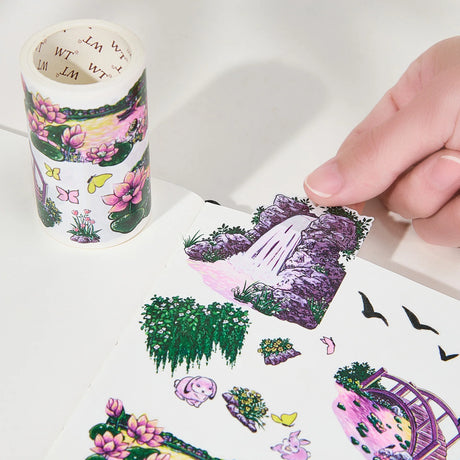 Build a world bathed in twilight magic with the Pre-cut Lotus Saga Wide Washi/PET Tape. As the sun sets, it casts a rosy spell over the entire garden, and this tape captures that exact moment of enchantment.

Brand: WT (The Washi Tape Shop)
Pre-cut Wide Washi/PET Tape
Size: 70mm×5m
Design Loop: 100cm
Material: Washi Tape / PET Clear Tape