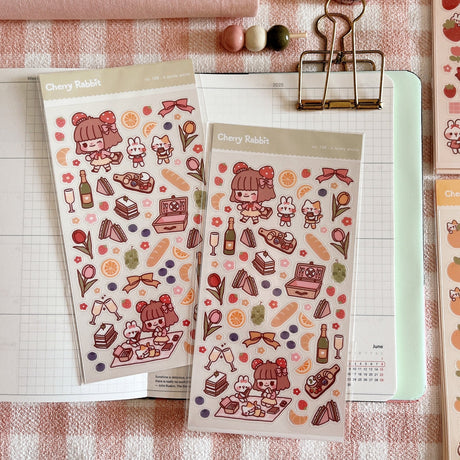 Cherry Rabbit Lovely Picnic Sticker Sheet