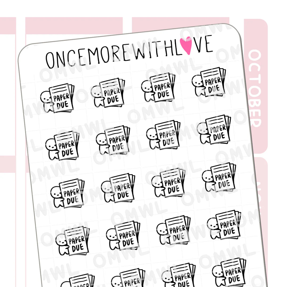Once More With Love M1119 Paper Due Sticker Sheet