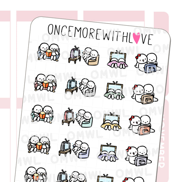 M656 Couple/Friends TV and Movie Time Sticker