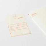 
MD paper offers excellent writing comfort and prevents bleed-through, even with a fountain pen. Sewn and bound flat, it's a simple, high-quality diary whose streamlined design takes advantage of the quality of the material and inspires the user's creativity.
MD paper is used not only for the main text but also for the cover and endpapers, ensuring the ultimate writing experience.