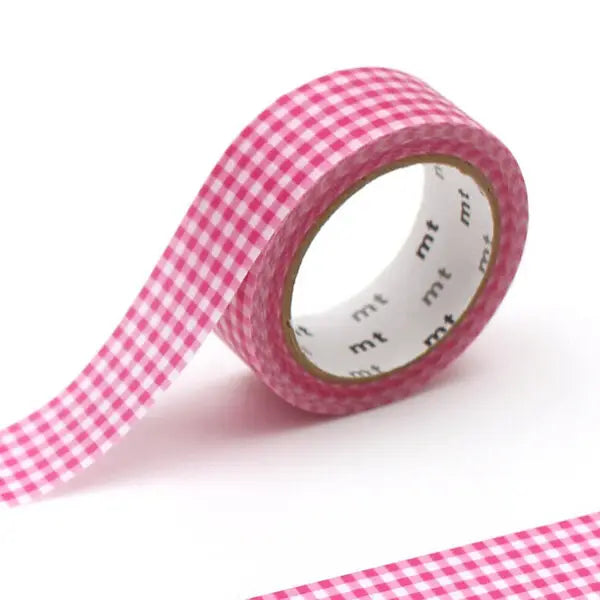MT Washi Tape - Delicate Checkered Pink

mt is the original washi masking tape, made in Japan by Kamoi Kakoshi. mt is colourful tape which is easy to tear by hand and reposition on nearly any surface. Write on it, layer it, and use it on paper, gifts, objects or the wall (mt won't damage paint - why not make a tape collage?) mt washi masking tape is now sold throughout the world in hundreds of colours and patterns.

Enjoy mt as a part of your daily life, adding a little colour everywhere.

All tapes are 15m