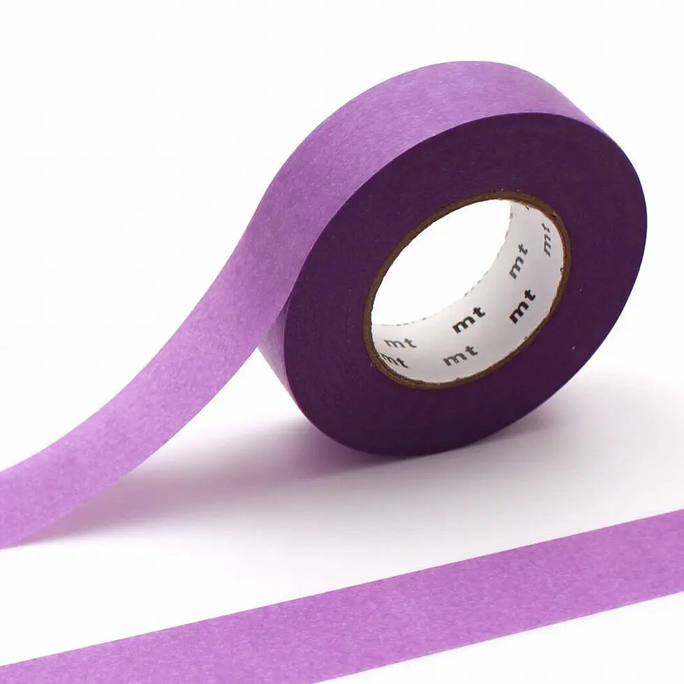 mt is the original washi masking tape, made in Japan by Kamoi Kakoshi. mt is colourful tape which is easy to tear by hand and reposition on nearly any surface. Write on it, layer it, and use it on paper, gifts, objects or the wall (mt won't damage paint - why not make a tape collage?) mt washi masking tape is now sold throughout the world in hundreds of colours and patterns.

The brilliant, saturated color of 'ganshin' tape is created when the base paper is dyed with colored resin. This unique process also 