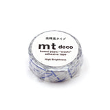 mt is the original washi masking tape, made in Japan by Kamoi Kakoshi. mt is colourful tape which is easy to tear by hand and reposition on nearly any surface. Write on it, layer it, and use it on paper, gifts, objects or the wall (mt won't damage paint - why not make a tape collage?) mt washi masking tape is now sold throughout the world in hundreds of colours and patterns.

Enjoy mt as a part of your daily life, adding a little colour everywhere.

All tapes are 15mm x 7m (0.6"X23')