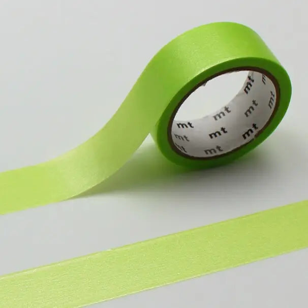 mt is the original washi masking tape, made in Japan by Kamoi Kakoshi. mt is colourful tape which is easy to tear by hand and reposition on nearly any surface. Write on it, layer it, and use it on paper, gifts, objects or the wall (mt won't damage paint - why not make a tape collage?) mt washi masking tape is now sold throughout the world in hundreds of colours and patterns.

Enjoy mt as a part of your daily life, adding a little colour everywhere.

All tapes are 15mm x 7m (0.6"X23')
