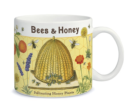 Taza vintage con abejas y miel