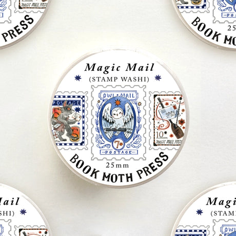 Who wouldn't want to get some mail delivered by owl or werewolf or a sweet witch on a broom? These designs were made with the idea of postage from a magical world where the mail was delivered in a much more interesting way.

Measuring 25mm in width, this tape is the perfect accessory for adding a touch of magic to your projects.