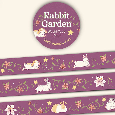 15mm washi tape featuring the cutest bunnies in a magic garden!

Comes wrapped in protective plastic with sticker label packaging.&nbsp;

Includes 1 roll of washi tape.&nbsp;