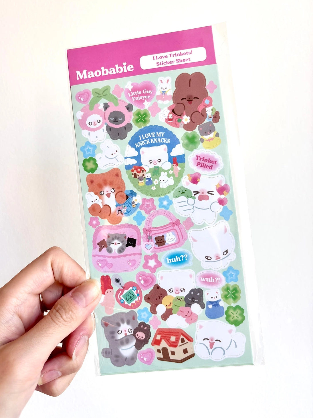 As Maobabie, we present our Sticker Sheet -&nbsp;I Love Trinkets, crafted with love by our indie artist, Jennie. Printed on matte vinyl paper, this sheet measures 210mmx170mm, making it an ideal size for decorating your phone, laptop, or any other surface. Get ready to experience our cute and soft illustrations, bringing a touch of charm to your everyday items. With Maobabie, it's all about adding a dash of whimsy to your world.

Includes one (1) sticker sheet