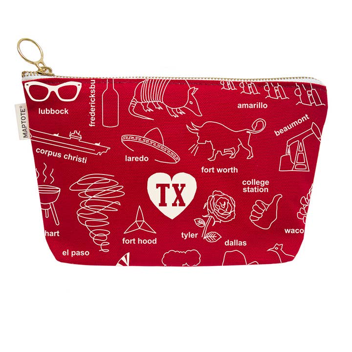 Maptote - Texas Zipped Pouch TX Icons