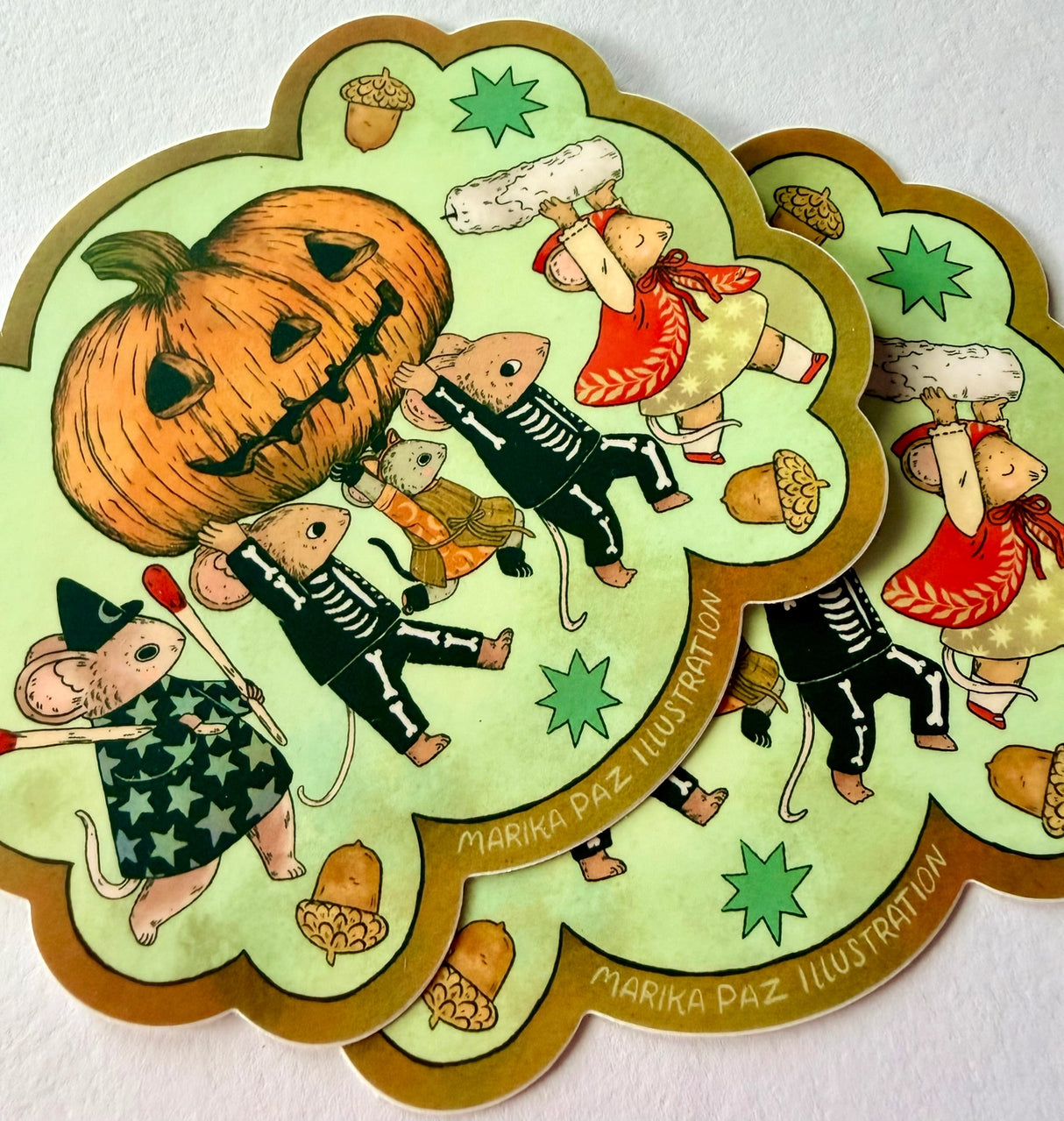 A halloween parade brings out the Jack-o-lantern!

This vinyl matte sticker is weather and waterproof-stick it on a notebook, bike, or car- it's going to stick around! Heck, throw it on a water bottle and through the dishwasher. This sticker can go anywhere. Sticker measures 4." x 4.5" Printed in USA.