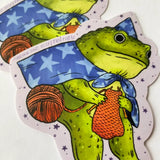 Marika Paz Vinyl Sticker Frog Wizard Knitting