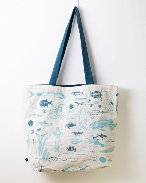 Marine Life Canvas Shoulder Tote Bag