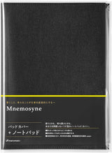 Maruman Mnemosyne A5 Soft Cover Notepad Holder contains a high quality 50 sheet notepad. Made of high quality PVC material, this beautiful black notepad cover is lightweight and slim and fits perfectly in briefcases or backpacks. This is the perfect notepad to write down ideas and plans wherever you are. Durable but soft and flexible protective cover protects the notepad inside.

The notepad is securely placed on the right side of the cover to take notes. The left side pocket is perfect for storing cards or