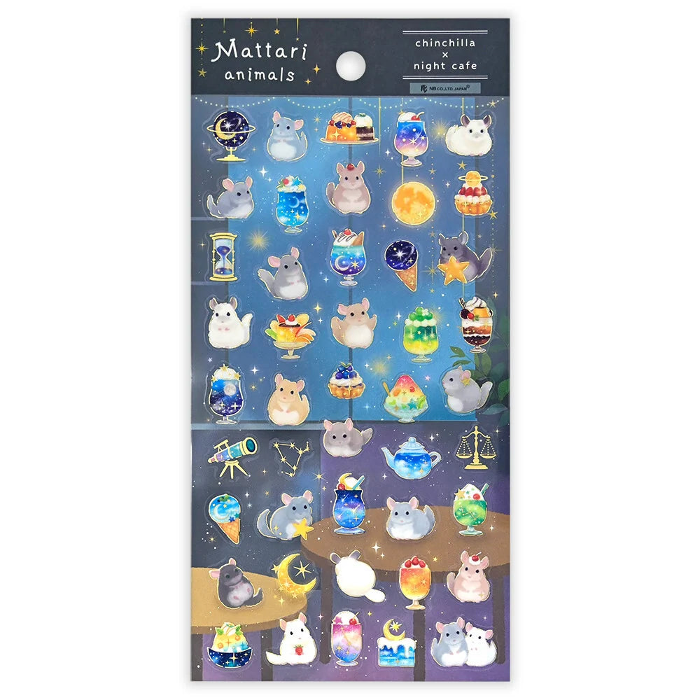 These are transparent stickers with cute relaxed animals and shining gold leaf.
I charmingly depicted the calm atmosphere of a night café and a relaxing chinchilla. Perfect for any journal or planner.



Height 165× Width 90mm
Transparent Stickers

Sticker Gold Foil Stamping Finish

Pattern Backing Card
