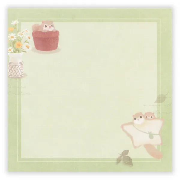 Relaxing Animals Day A note depicting each day of the animals living leisurely.
I drew various flowers and flying squirrels such as bouquets, swags, vases, and vases.
It is a fun design that can be used according to your mood with two pattern assortments.

100 × 100 mm in height and 100 mm
2 patterns
80 Sheets