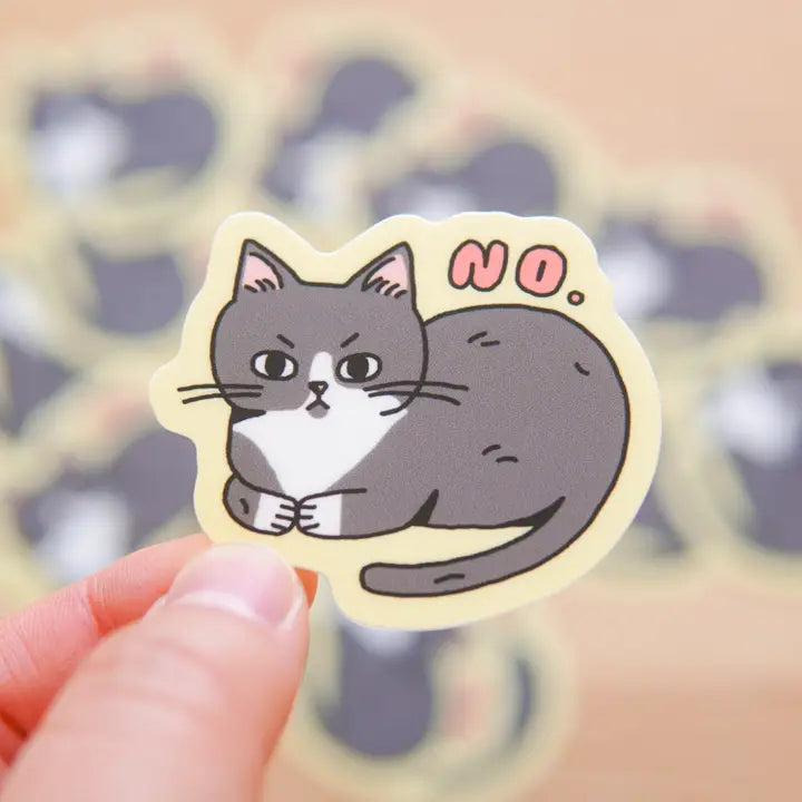 Megan Wang - Grey No Cat Vinyl Sticker
