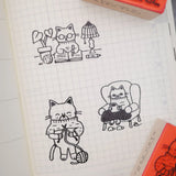 Decorate your planner or journal with this adorable stamp! Featuring a charming cat working on its knitting, this whimsical design is perfect for makers, knitters, crafters, and cat lovers alike.

1.5 x 1 inch wooden rubber stamp