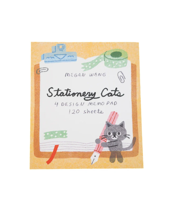 Megan Wang - Stationery Cats Memo Pad

Show your love for all things cats and stationery with this adorable memo pad! You can use them in your journal or use tape to stick them around the house as reminders!!

✦ 3.5 x 4 inch memo pad&nbsp;

✦ 120 sheets, 4 alternating designs

✦ These are NOT sticky notes.&nbsp;