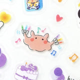 This sticker has a translucent and matte texture that blends in with the notebook.
It can be separated with perforations and carried as much as necessary.
I drew Mendako who is doing her best to promote live performances and events.
Recommended for those who want to enjoy Oshikatsu.

1 Sheet included
165× 90mm
Transparent seal