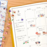 This sticker has a translucent and matte texture that blends in with the notebook.
It can be separated with perforations and carried as much as necessary.
I drew Mendako who is doing her best to promote live performances and events.
Recommended for those who want to enjoy Oshikatsu.

1 Sheet included
165× 90mm
Transparent seal