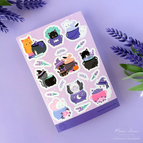Meow Amor Cauldron Cats Sticker Sheet