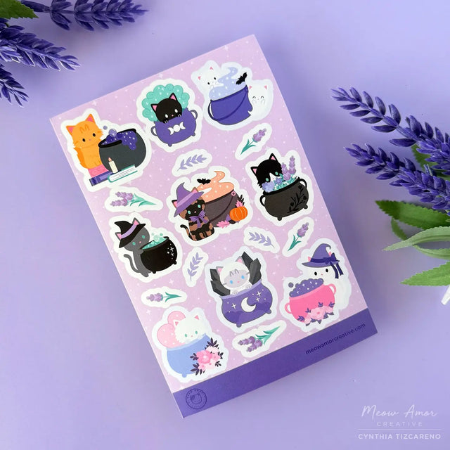 Meow Amor Cauldron Cats Sticker Sheet
