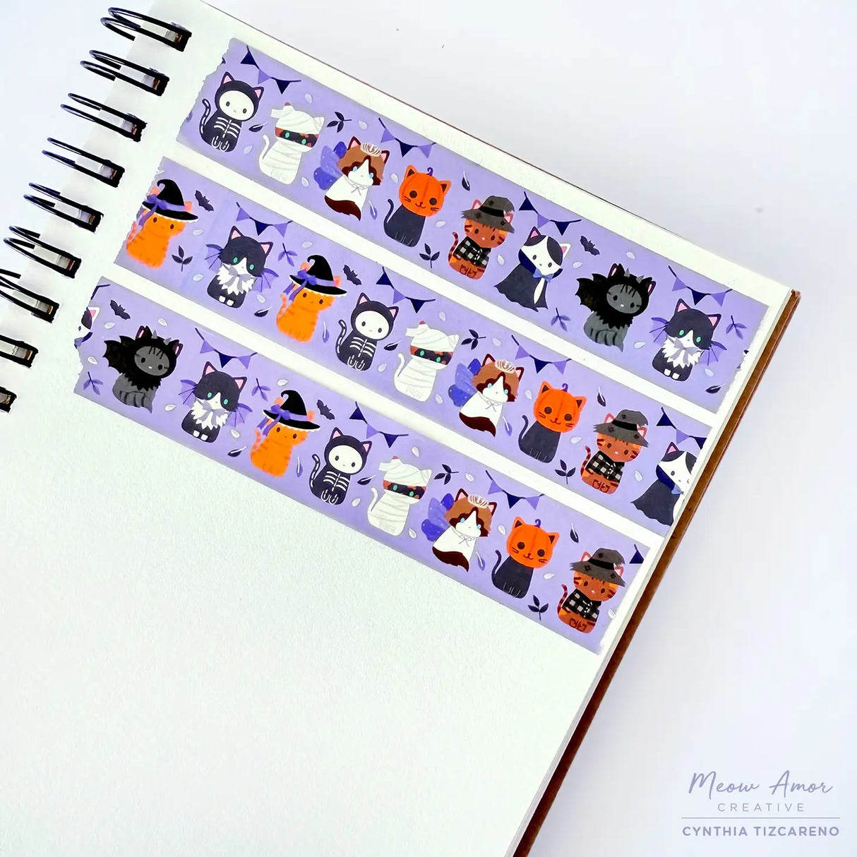 Meow Amor Halloween Cat Purple Parade Holo Washi