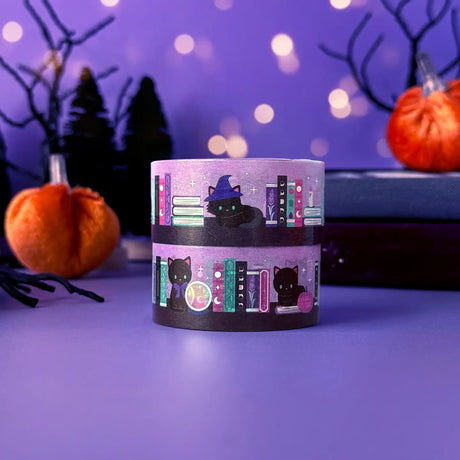 Meow Amor Witchy Book Cats Holo Washi
