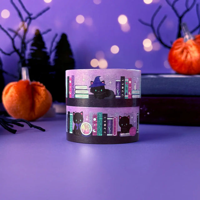 Meow Amor Witchy Book Cats Holo Washi