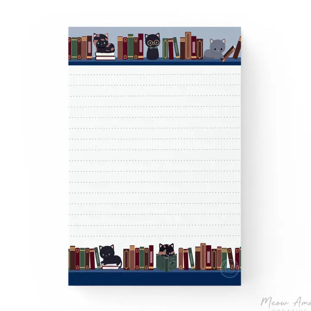 Don't settle for ordinary notepads. This dotted lined notepad with book cats makes capturing your thoughts a delightful experience. Stay organized while expressing your unique style.