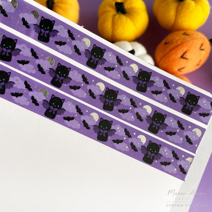 Meow Amor Creative Bat Cat Holographic Foil Washi Tape