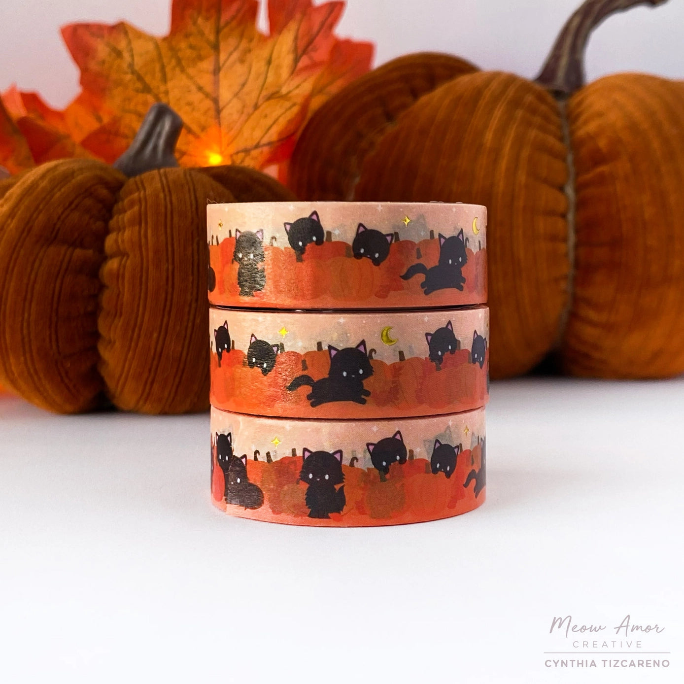 Meow Amor Creative Pumpkin Patch Gold Foil Washi Tape