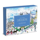 Award-winning designer, illustrator, and creative director Michael Storrings captures the spirit of the holiday season all over the world with twelve illustrations; one each on twelve 80-piece puzzles. One puzzle a day for the 12 days of Christmas. Galison puzzles are packaged in matte-finish sturdy boxes, perfect for gifting, reuse, and storage. Inserts of the 12 full puzzle image is included.

Box Size: 11.25 x 8.25 x 5.25”, 286 x 210 x 133 mm
Twelve 80 Piece Puzzles; 5 x 7”, 127 x 178 mm
Includes 12 Puzz