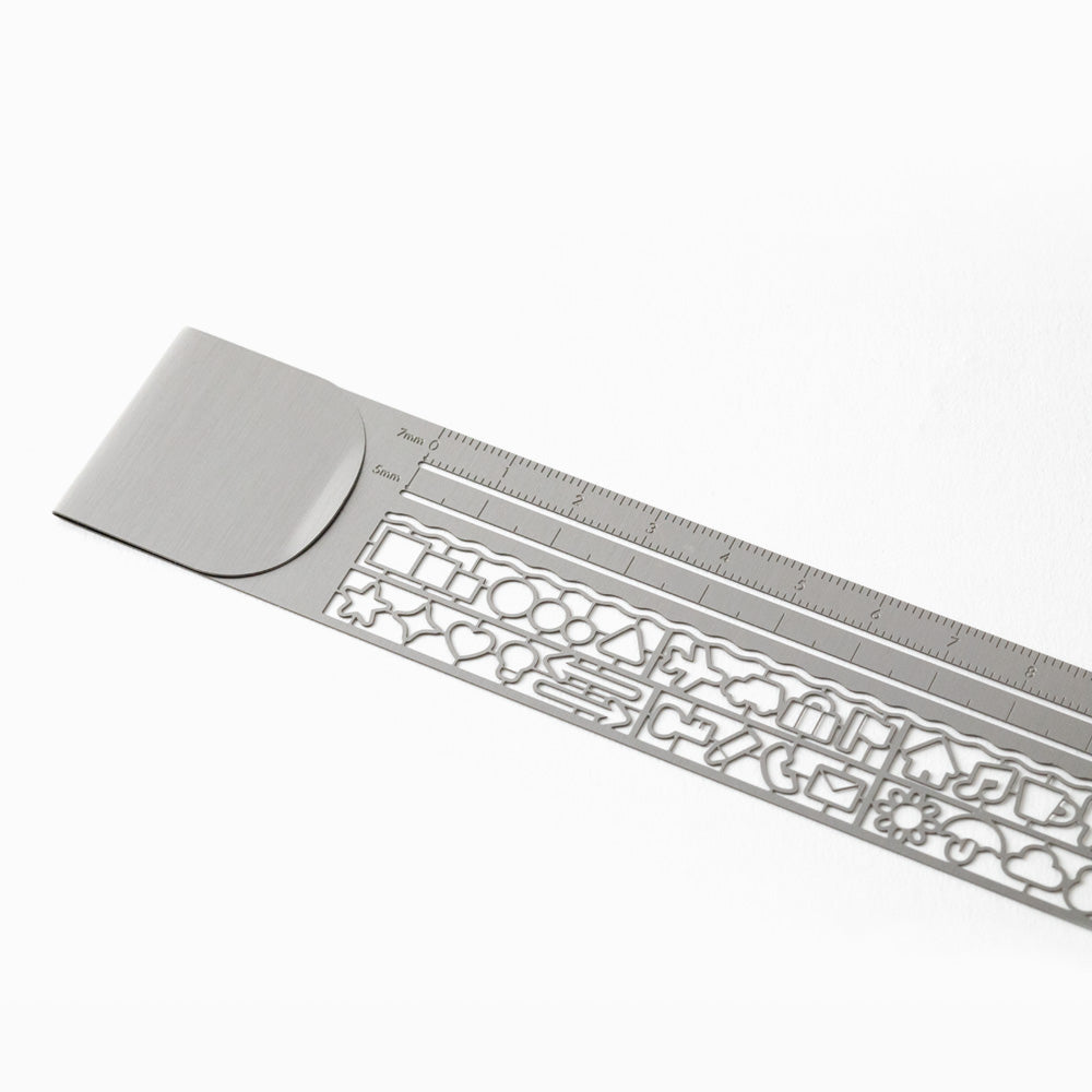 Midori Clip Ruler - Silver - Decorative Stencil